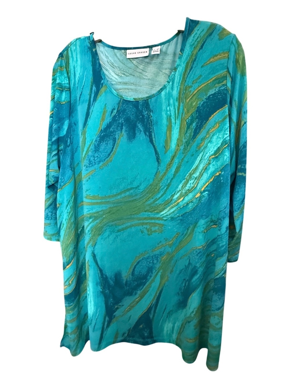 Susan Graver Turquoise Liquid Knit Top 1X